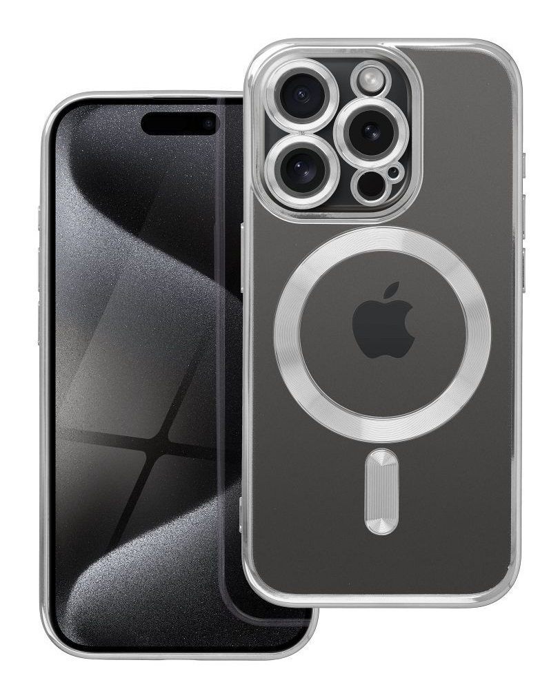 Zadní kryt Electro na iPhone 15 Pro MagSafe se stříbrným rámečkem