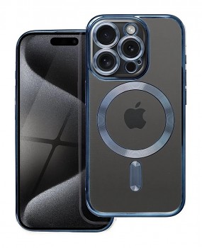 Zadní kryt Electro na iPhone 15 Pro MagSafe s tmavě modrým rámečkem