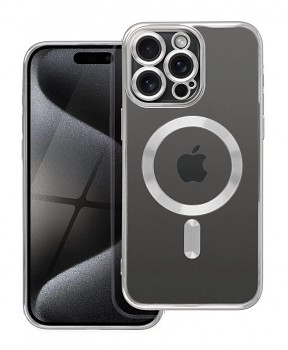 Zadní kryt Electro na iPhone 15 Pro Max MagSafe se stříbrným rámečkem