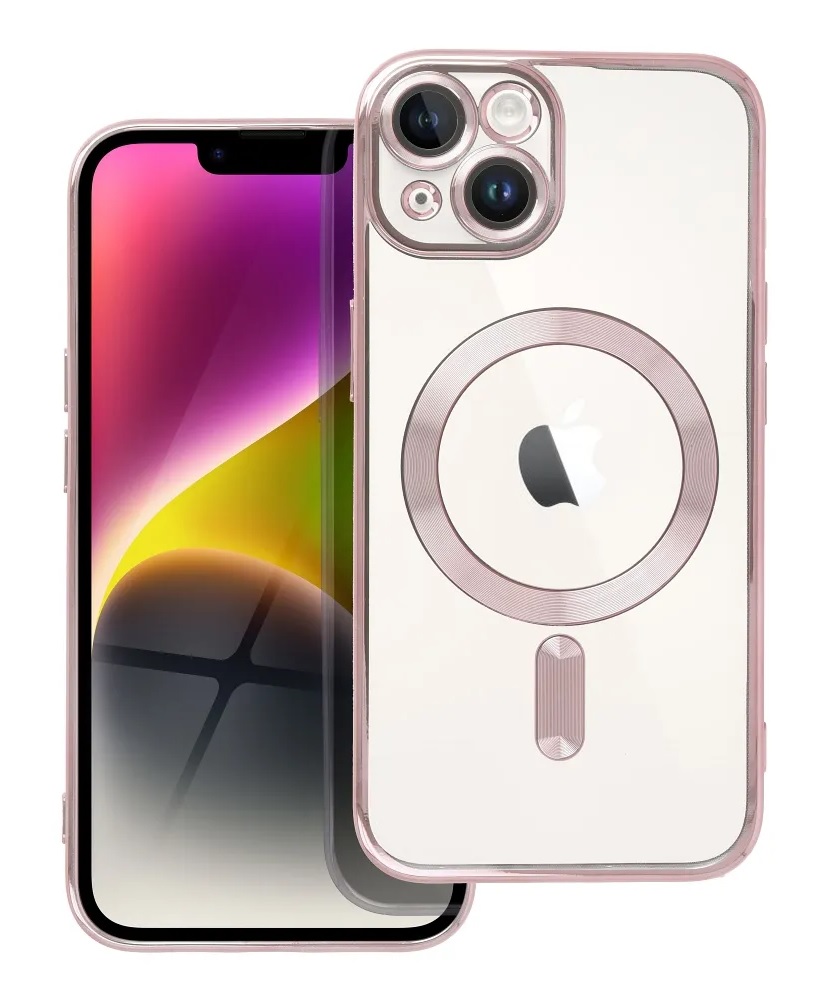 Zadní kryt Electro na iPhone 14 MagSafe s růžovým rámečkem