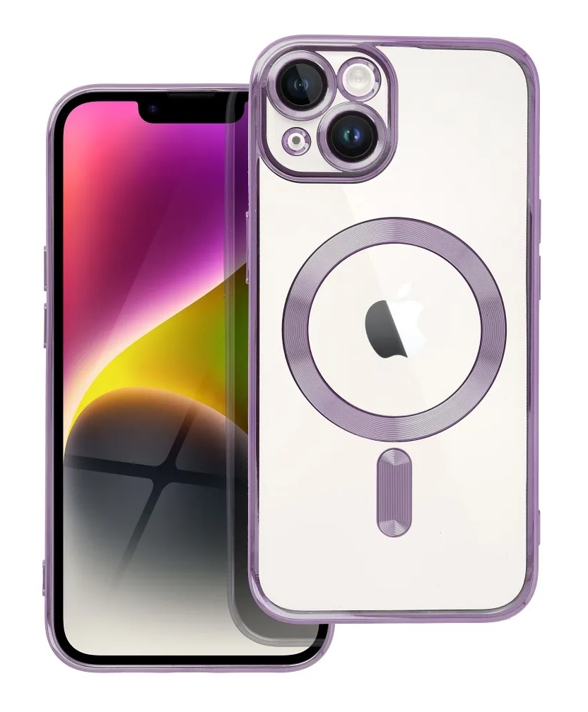 Zadní kryt Electro na iPhone 14 MagSafe s fialovým rámečkem