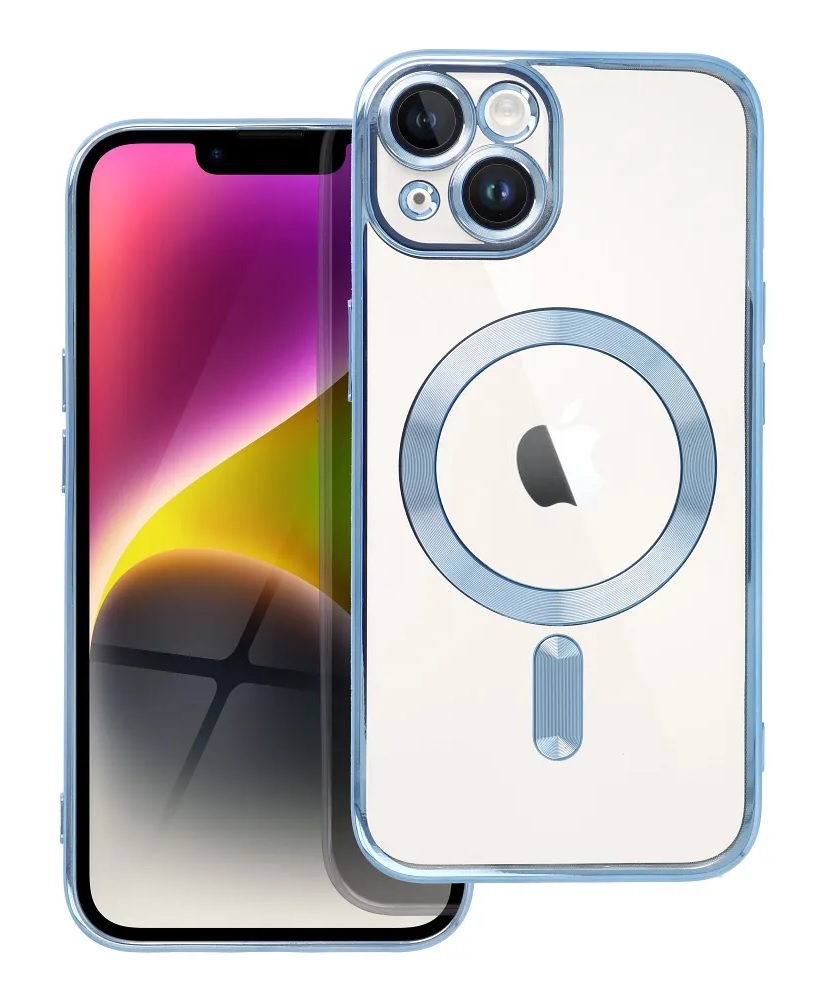 Zadní kryt Electro na iPhone 14 MagSafe s modrým rámečkem