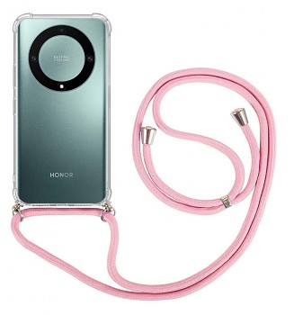 Zadní kryt na Honor Magic5 Lite 5G s růžovou šňůrkou průhledný