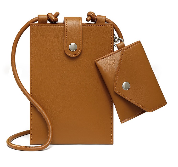 Kabelka na mobil Modern s popruhem hnědá