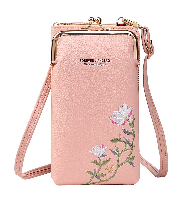 Levně Kabelka TopQ Flower na mobil s popruhem růžová 125792