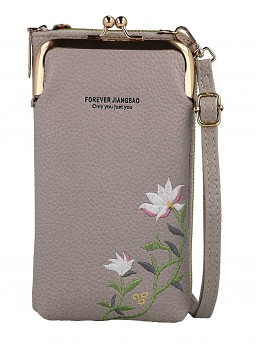 Kabelka na mobil Flower s popruhem béžová