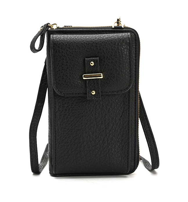 Kabelka na mobil Crossbody s popruhem černá