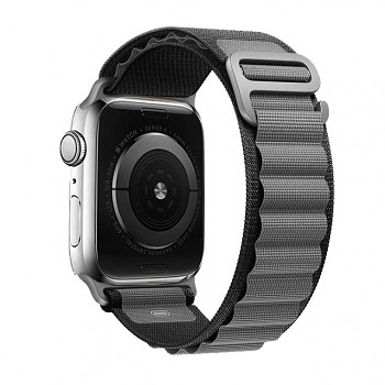 Textilní řemínek Wavy pro Apple Watch 42-44-45-49 mm černo-šedý