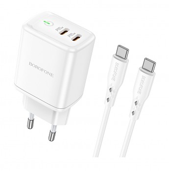 Rychlonabíječka Borofone BN9 Reacher včetně USB-C datového kabelu bílá 35W