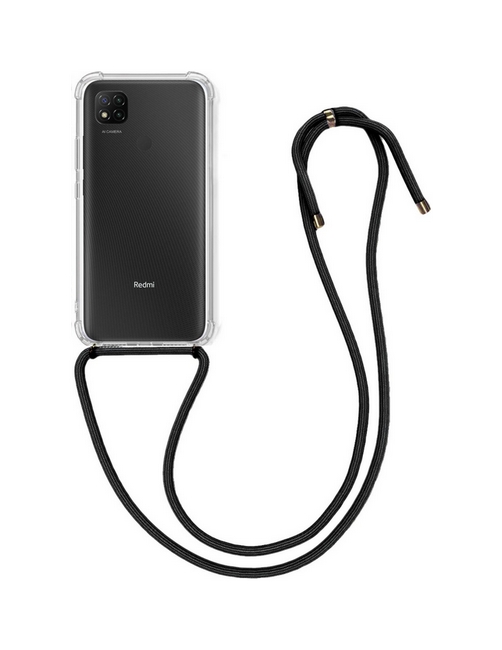 Zadní kryt na Xiaomi Redmi 9C s černou šňůrkou průhledný