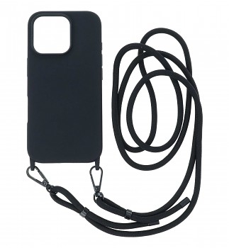 Zadní kryt na iPhone 16 Pro černý se šňůrkou