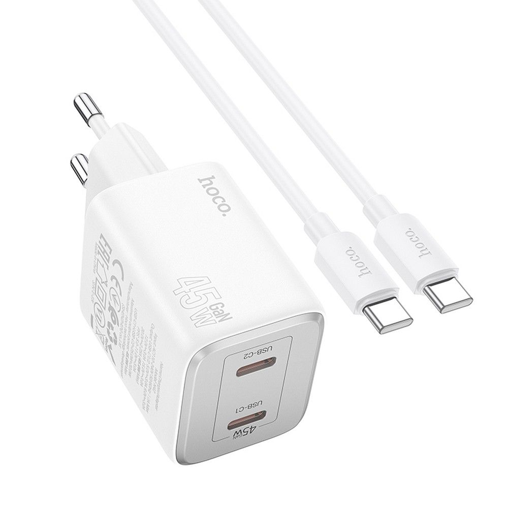 Rychlonabíječka HOCO N42 včetně USB-C datového kabelu bílá 45W