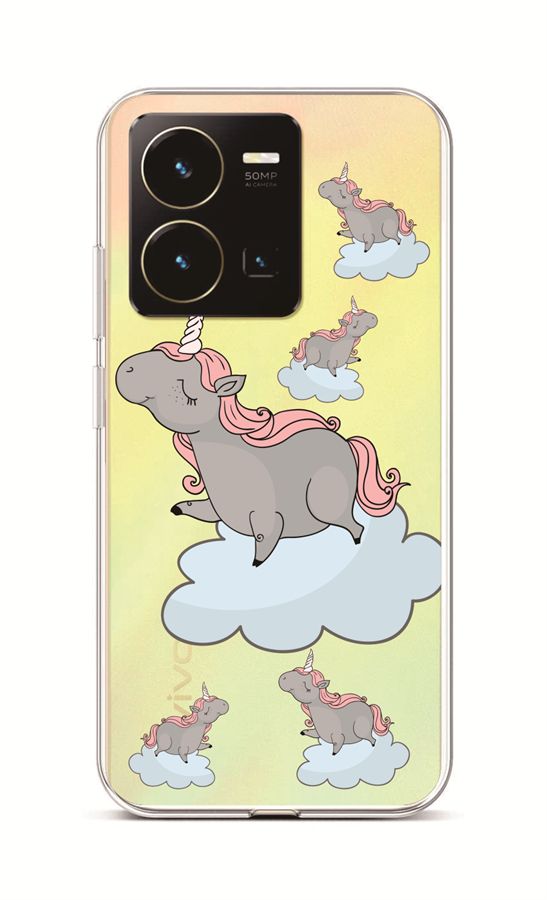 Levně Kryt TopQ Vivo Y35 Grey Unicorns 86031 (pouzdro neboli obal na mobil Vivo Y35)