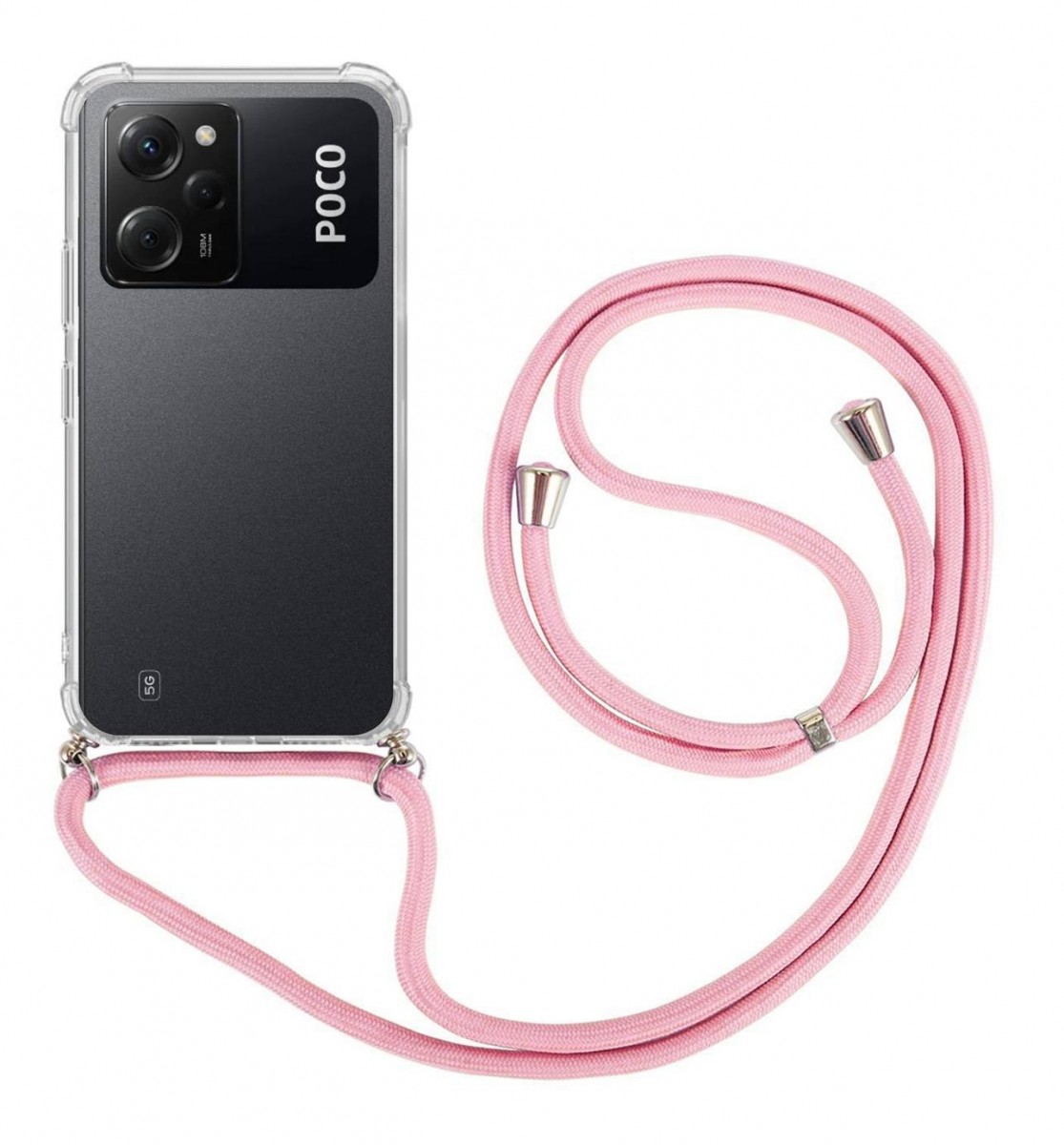 Levně Kryt TopQ Xiaomi Poco X5 Pro 5G s růžovou šňůrkou průhledný 96033 (pouzdro neboli obal na mobil Xiaomi Poco X5 Pro 5G)