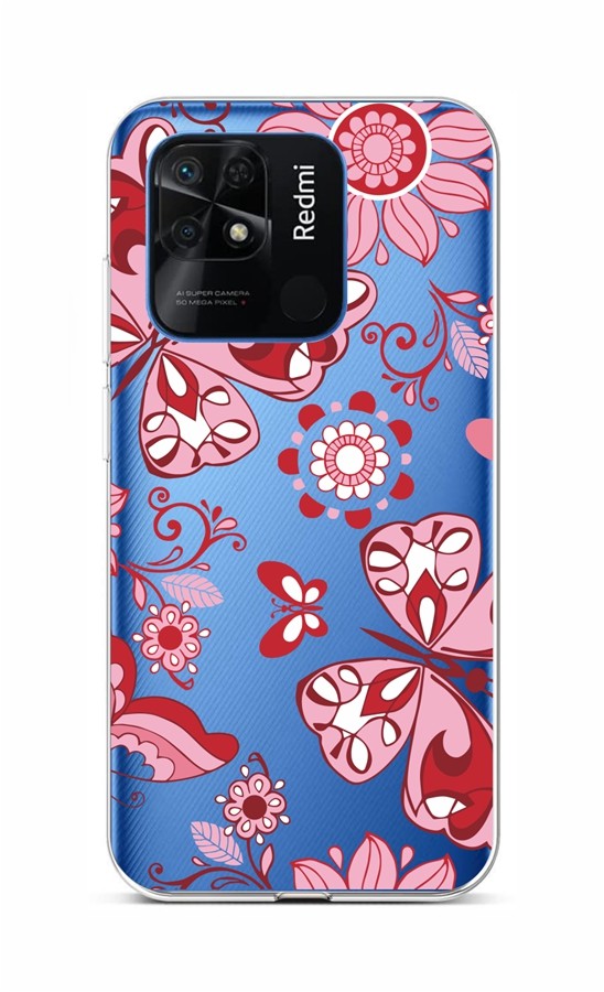 Levně Kryt TopQ Xiaomi Redmi 10C Pink Butterfly 76082 (pouzdro neboli obal na mobil Xiaomi Redmi 10C)