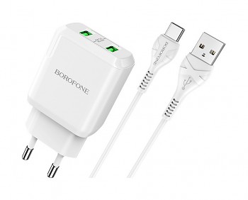 Rychlonabíječka Borofone DBN6 Charmer včetně USB-C datového kabelu bílá 18W