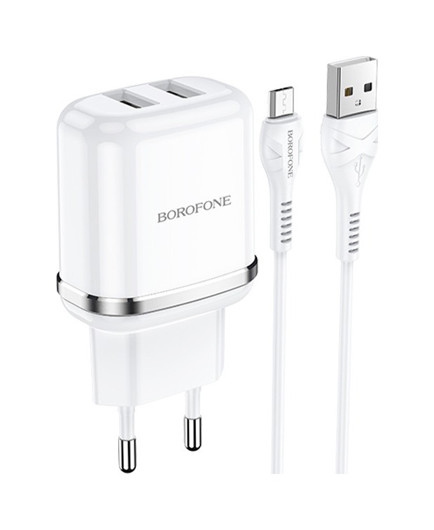 Nabíječka Borofone DBN4 Aspiring včetně USB-C datového kabelu 2.4A bílá