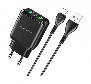 Rychlonabíječka Borofone DBN6 Charmer včetně USB-C datového kabelu černá 18W