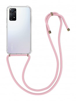 Zadní kryt na Xiaomi Redmi Note 11 Pro s růžovou šňůrkou průhledný