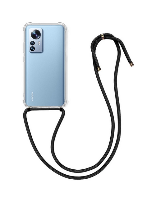Zadní kryt na Xiaomi 12 s černou šňůrkou průhledný