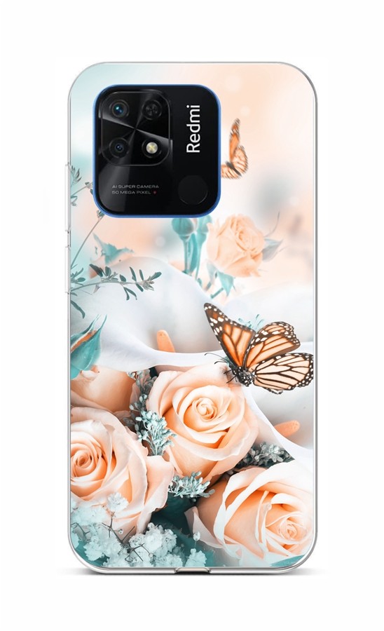 Zadní kryt na Xiaomi Redmi 10C Růže s motýlem
