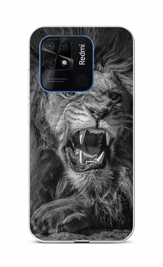 Levně Kryt TopQ Xiaomi Redmi 10C Černobílý lev 76236 (pouzdro neboli obal na mobil Xiaomi Redmi 10C)