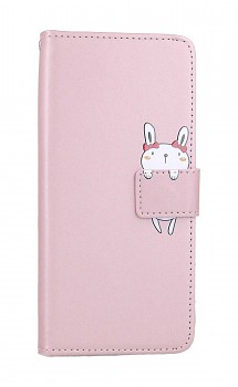 Knížkové pouzdro na Xiaomi Redmi 12C růžové s králíčkem