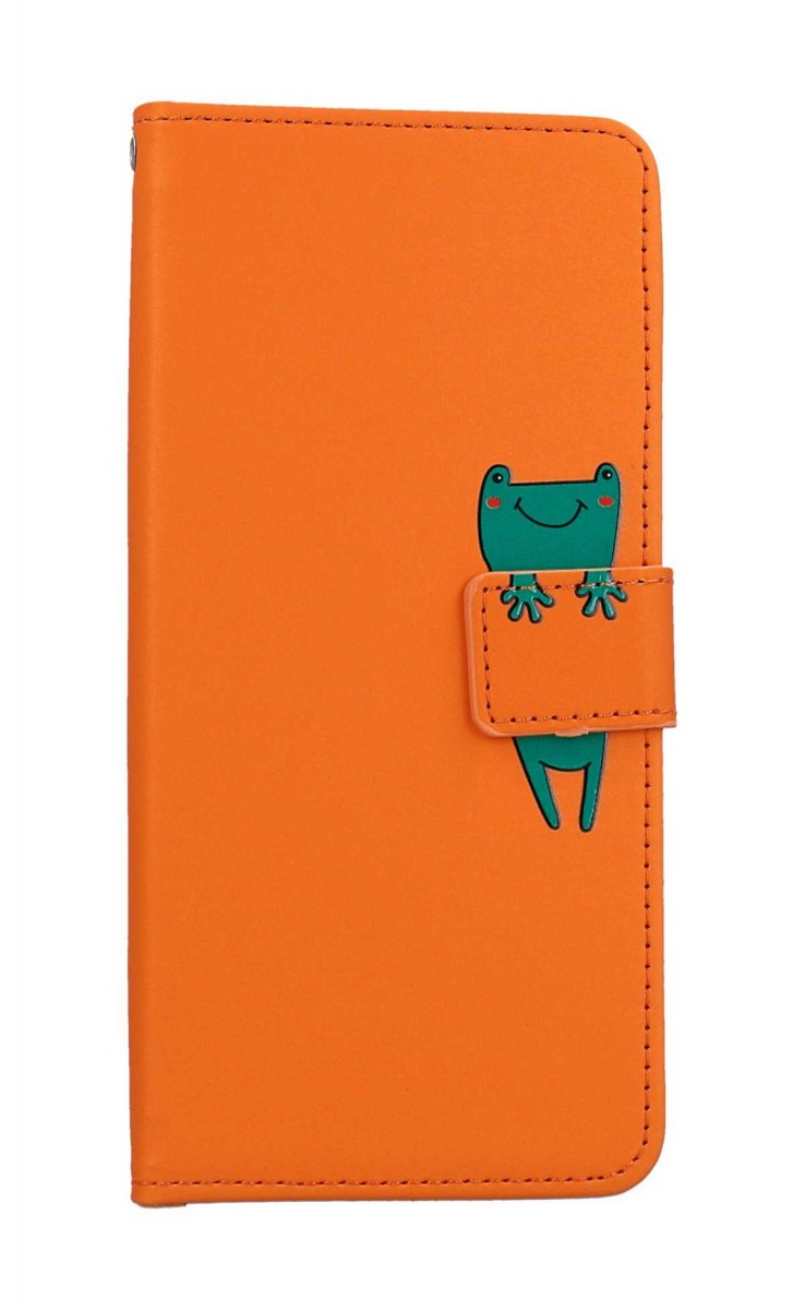 Knížkové pouzdro na Xiaomi Redmi 12C oranžové s žabkou