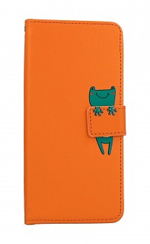 Knížkové pouzdro na Xiaomi Redmi 12C oranžové s žabkou