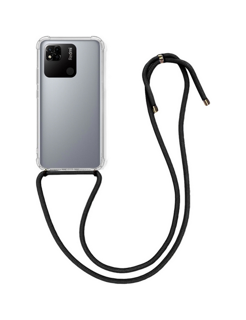 Zadní kryt na Xiaomi Redmi 10A s černou šňůrkou průhledný