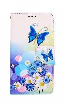 Knížkové pouzdro na iPhone 13 Bílé s motýlkem