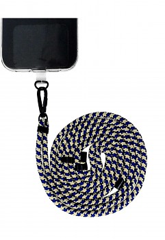 Univerzální šňůrka Pattern na mobil zlato-modrá 6 mm