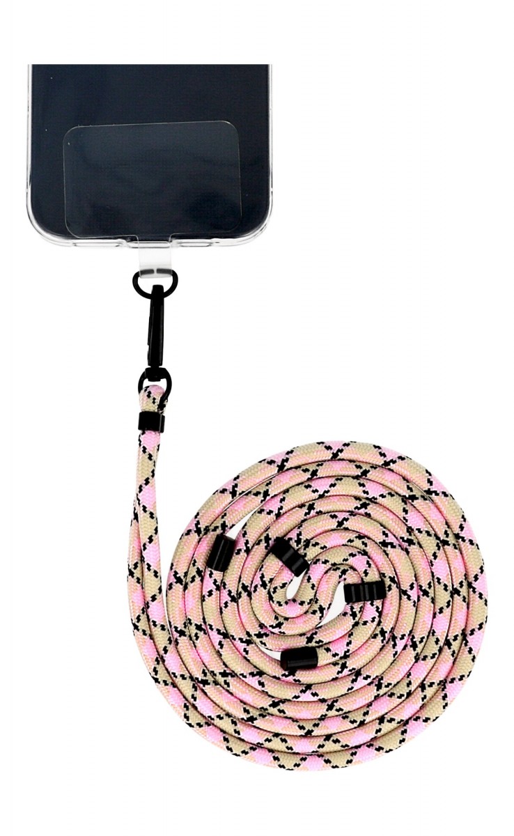 Levně Šňůrka TopQ Pattern na mobil béžovo-růžová 6 mm 126336