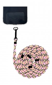 Univerzální šňůrka Pattern na mobil béžovo-růžová 6 mm