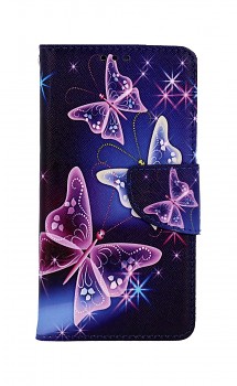 Knížkové pouzdro na iPhone 13 Modré s motýlky