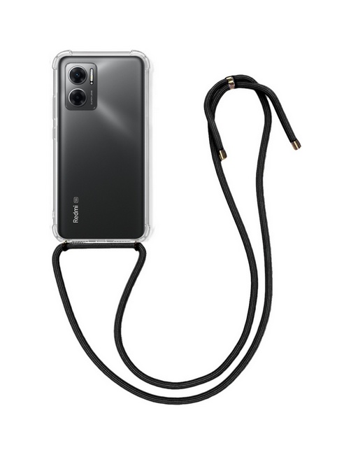 Zadní kryt na Xiaomi Redmi 10 5G s černou šňůrkou průhledný