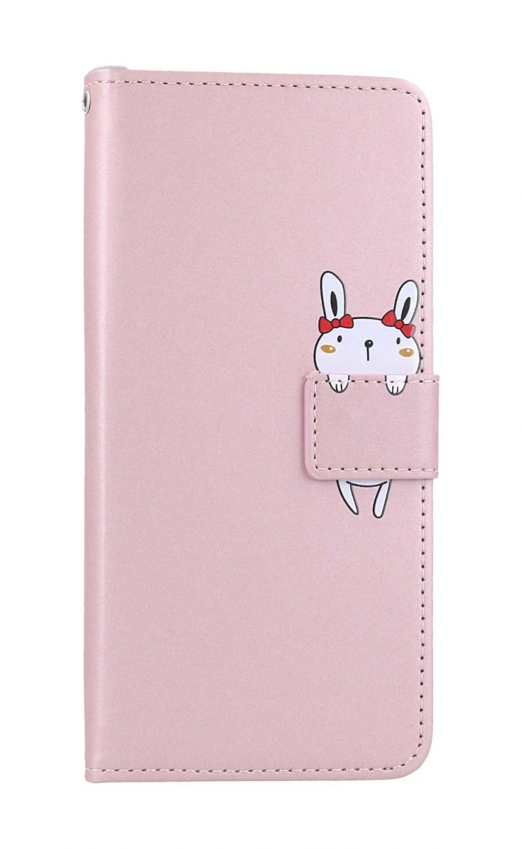 Levně Pouzdro TopQ Xiaomi Redmi Note 12 knížkové růžové s králíčkem 96367 (obal neboli kryt na mobil Xiaomi Redmi Note 12)