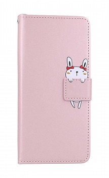 Knížkové pouzdro na Xiaomi Redmi Note 12 růžové s králíčkem