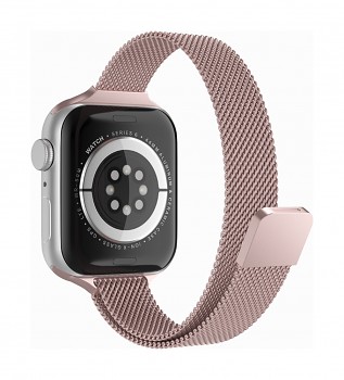 Ocelový řemínek Watchband W034 pro Apple Watch 3-4-5-6-7-SE 42-44-45 mm růžový