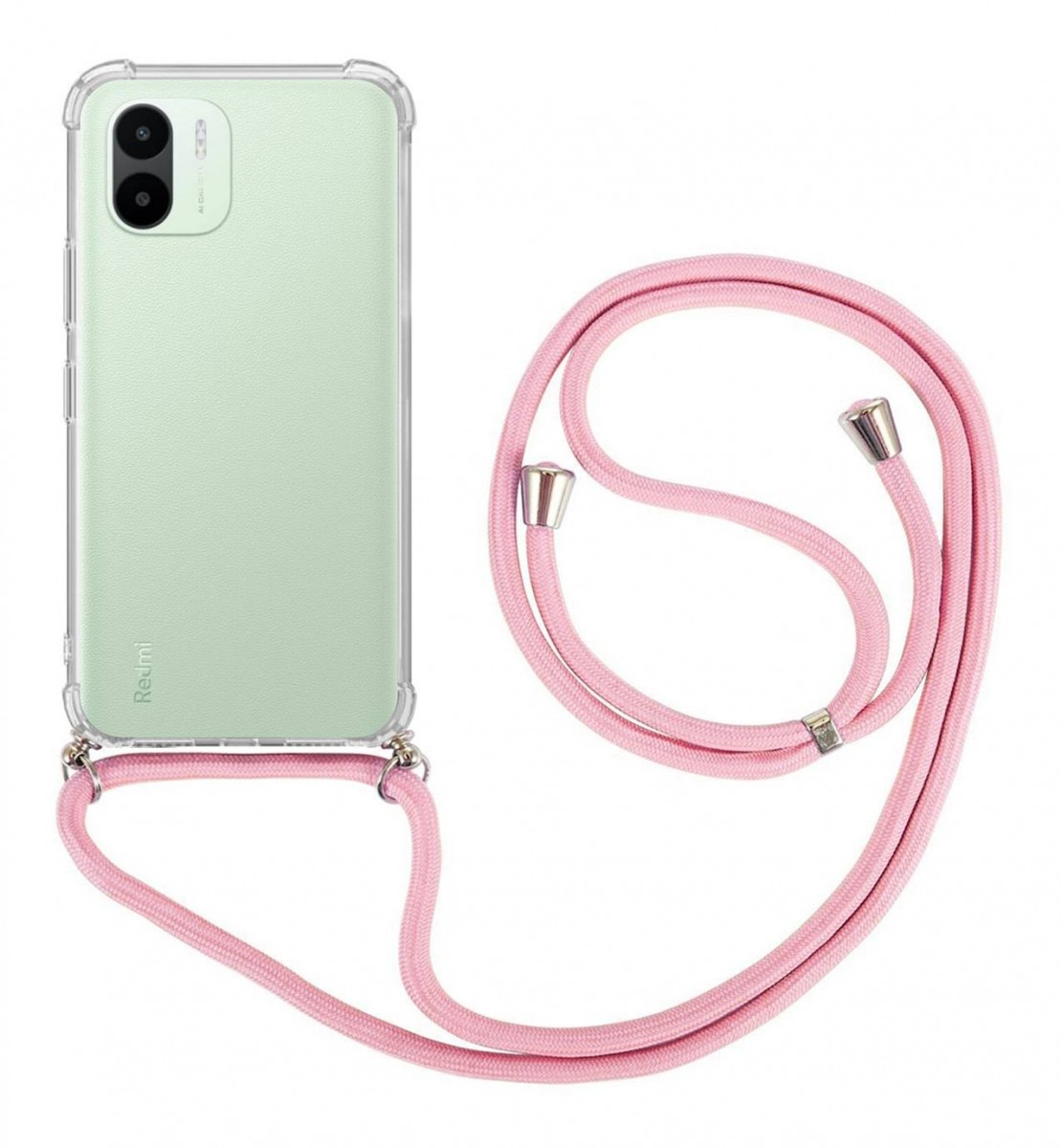 Zadní kryt na Xiaomi Redmi A2 s růžovou šňůrkou průhledný