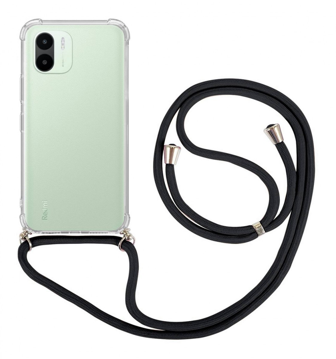 Zadní kryt na Xiaomi Redmi A2 s černou šňůrkou průhledný