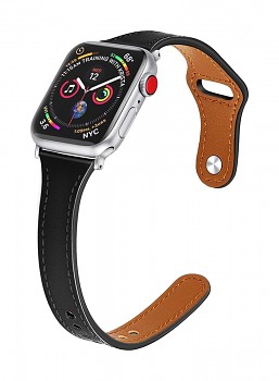 Kožený řemínek Watchband W033 pro Apple Watch 3-4-5-6-7-SE 42-44-45 mm černý