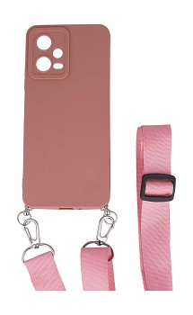 Zadní kryt Elegance na Xiaomi Redmi Note 12 5G růžový se šňůrkou