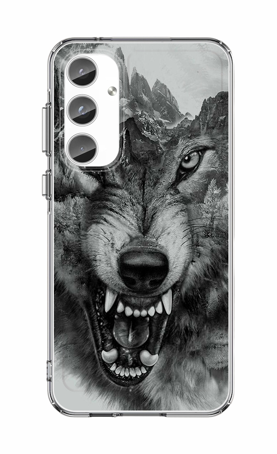 Zadní pevný kryt Image na Samsung A55 Černobílý vlk