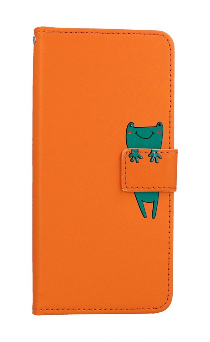 Knížkové pouzdro na Xiaomi Redmi Note 12 5G oranžové s žabkou