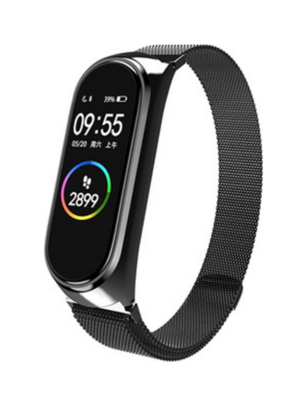 Ocelový řemínek Watchband W019 pro Xiaomi Mi Band 5-6, Amazfit Band 5 černý