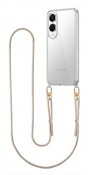 Zadní kryt Esthetique na Samsung S25 Edge s béžovou šňůrkou průhledný