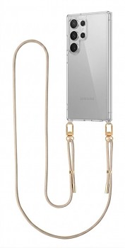 Zadní kryt Esthetique na Samsung S25 Ultra s béžovou šňůrkou průhledný
