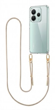 Zadní kryt Esthetique na Xiaomi Redmi Note 14 5G s béžovou šňůrkou průhledný