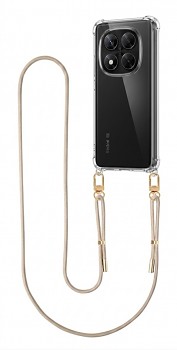 Zadní kryt Esthetique na Xiaomi Redmi Note 14 Pro 5G s béžovou šňůrkou průhledný